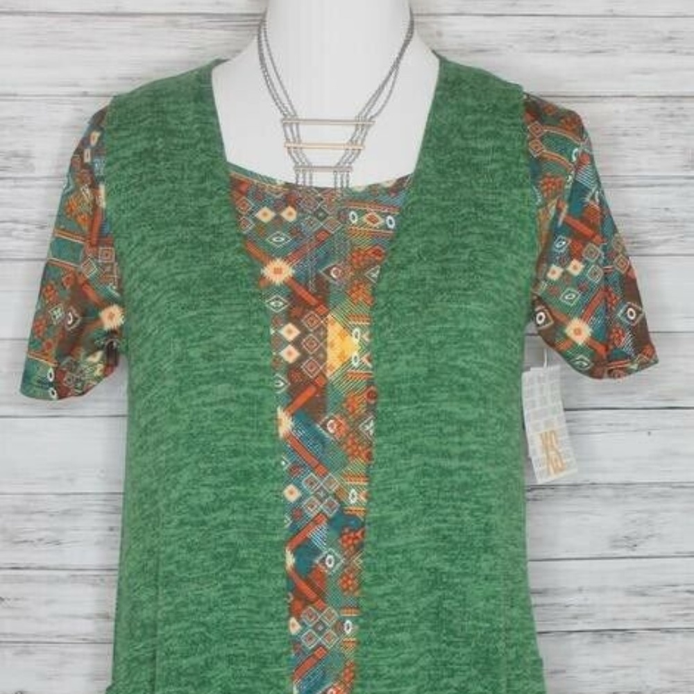 LuLaRoe Joy Size X-Small Green heather with black